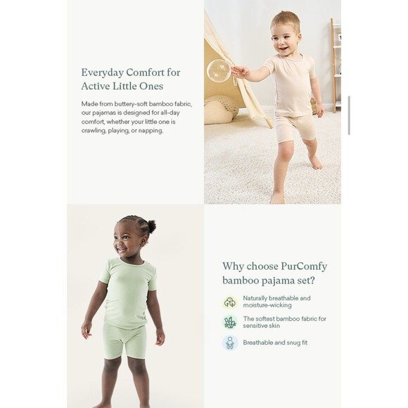 PurComfy Bamboo Pajama Set Blush and Lilac Size 3T Toddler Baby Girl NWT 2pc NEW - Picture 9 of 9